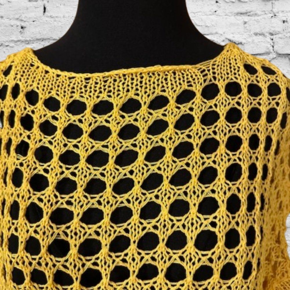 Yellow Hollow Out Sweater Top (2) 4122 NWT Boutique - Picture 6 of 8